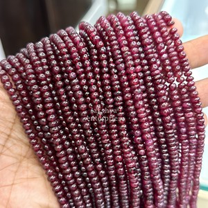 AAA Red <b>Ruby</b> Smooth Rondelle Beads 4mm to 5mm Natural <b>Ruby</b> 16 Inches Strands Loose Gemstone Beads for Jewelry Making Wholesale - Product Image 2