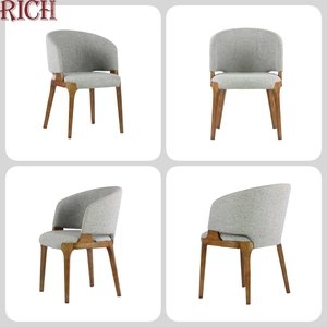 Sedia da Pranzo Moderna con Braccioli in Tessuto di Lino e Velluto, Struttura in <span class=keywords><strong>Legno</strong></span> per Casa, <span class=keywords><strong>Cucina</strong></span>, Hotel, Ristorante, Ufficio, Reception, Caffè, Eventi - Product Image 6