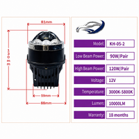 Projecteur de feux antibrouillard LED pour voiture, 3 pouces, tricolore, triple faisceau direct, double faisceau, 6000K, 12V, 120W, IP67, étanche, pour Honda, Toyota, Nissan