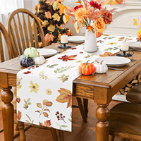Chemin de table imprimé feuilles d'automne et fleurs, 13 x 72 et 13 x 90 pouces, décoration saisonnière pour la table de cuisine et de salle à manger de Thanksgiving