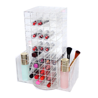 120 Fächer Acryl-Drehständer für Lippenstifte und Make-up-Pinsel, 360° drehbarer Kosmetik-Organizer für die Arbeitsplatte