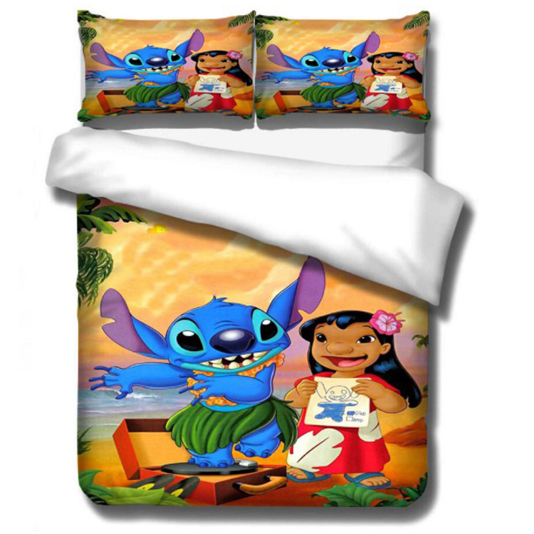 Ститч, мультфильм, для студентов, детей, мультфильм, одеяло, комплект из 3 предметов, двусторонний комплект покрывал, удобные хлопковые одеяла