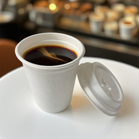 Tasses à café jetables biodégradables écologiques 6-22oz dégradables canne à sucre bagasse fête papier matériel dôme/couvercle plat pour