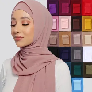Nieuwe Undercaps Bijpassende Kleur Met Sjaal Moslim Chiffon Hijab Met Bijpassende Pet 2 Delige Sets Dezelfde Kleur Binnenhijaabs Voor Vrouwen