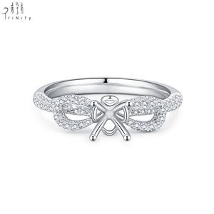 แหวนหมั้นเพชรแท้ทรงโซลิแตร์ ดีไซน์โบว์สุดโรแมนติก คุณภาพสูง ทองคำขาว 18K สำหรับสาวๆ - Product Image 2