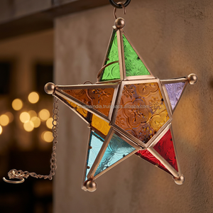 Christmas Hanging Star Lantern Outdoor <b>Pendant</b> Candle Holder Lamp Moroccan & Bohemian Style Dorm Room New Year's Gift - Product Image 2