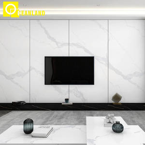 Mur de salon blanc marbre surface lisse céramique brillante porcelaine quartz dalle carreaux pierre frittée grandes dalles - Product Image 6