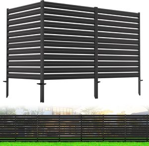 Schermo per Recinzione Privacy in Acciaio a 3 Pannelli Senza Scavo, Design Moderno, Antiruggine, Copertura per Unità AC e Nascondiglio Bidone Esterno, Garanzia Oltre 20 Anni - Product Image 1