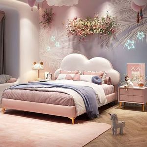 Cloud Design Luxury Bedhead Marco tapizado de cuero y respaldo Cama de cuero para niños con elevador Caja de almacenamiento de gas - Product Image 3