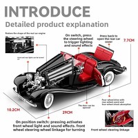 Modèle réduit 1:18 en alliage 500K pour voiture vintage CZ18202 avec fonction de recul, musique, son et éclairage – Vente chaude HX