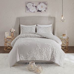 Ensemble de housse de couette florale en chenille de coton tufté DB, 3 pièces - Product Image 1