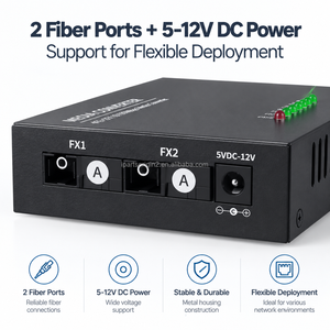 100Mbps 2 Optical 4 <b>Ethernet</b> Fiber Media Converter 4FE+2FX 5-12V DC Fiber Optic Transceiver - Product Image 2