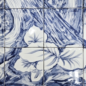 Carreaux d'intérieur en céramique bleue peints à la main, style portugais moderne, avec fonction pare-feu, murale - Product Image 3