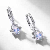 Boucles d'oreilles simples en pierre précieuse bleue lune, en argent 925, double couche, motif fleur d'été, pour femmes et filles, vente en gros