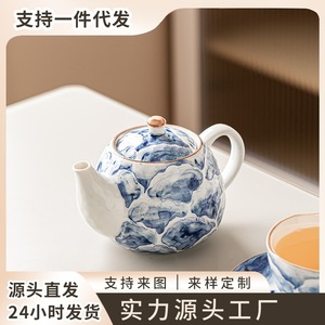 <b>Ceramic</b> Hand Painted Teapot With Lid Flower Design Single <b>Pot</b> For Tea Making - Product Image 4