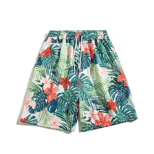 Wholesale Custom Logo Hawaii Style Summer Beach Shorts for Men Ultra Soft 100% Cotton Private Label Fashion Casual