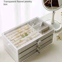 Organisateur multi-niveaux, design de tiroir personnalisable, grande capacité, protection anti-oxydation, boîte de rangement pour boucles d'oreilles, bagues, bracelets