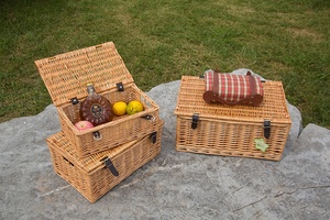 Set 3 <strong>Empty</strong> Picnic <strong>Basket</strong> Wicker Material Popular Gift <strong>Hamper</strong> <strong>Basket</strong> for UK - Product Image 4
