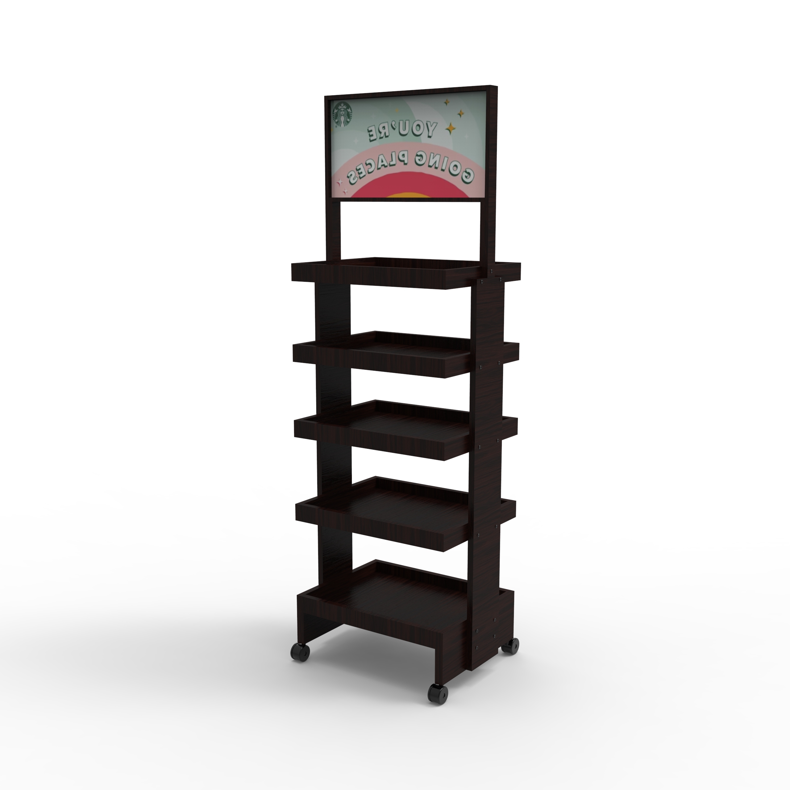 Shopping Mall Supermarket Wooden Display Rackfour Layers Shelf Display Stand Customized — view 4