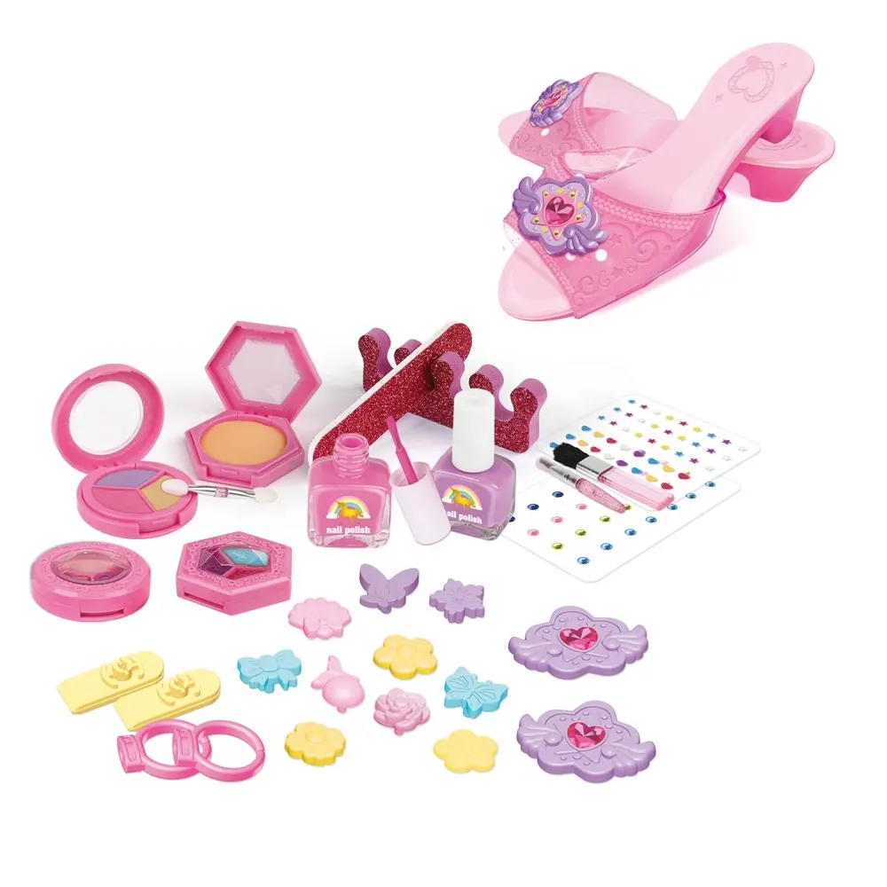 Großhandel Kinder so tun, als würden sie Spiel-Kits spielen Prinzessin Schuhe Spielzeug Mädchen Mode Schönheit Make-up Set Spielzeug