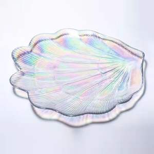 Creative Dazzling Colorful Glass Shell Fruit Plate European Tray <b>Wedding</b> Decoration <b>Small</b> Plate - Product Image 3