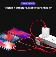 Câble de charge rapide rétractable 3-en-1 5A USB Type-C, câble micro USB C haute vitesse en cuivre pur, chargeur de téléphone portable, câble de données