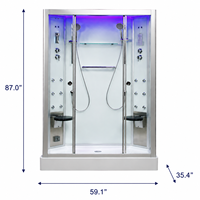 Nouvelle Arrivée Cabine de Douche Vapeur Double pour 2 Personnes avec Verre Trempé, Unité de Salle de Bain Vapeur Encastrée pour Projet Villa Hôtel