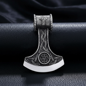 สร้อยคอจี้กันน้ำ สแตนเลส 316L ลายขวานไวกิ้ง รูนนอร์ส เวกวิเซอร์ ลายเข็มทิศ สไตล์วินเทจ สำหรับผู้ชาย - Product Image 1