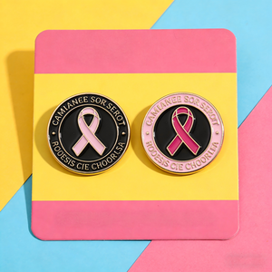 Fabricant OEM, badge métallique personnalisé pour la sensibilisation au <span class=keywords><strong>cancer</strong></span>, ruban rose vif pour infirmières, épingles en émail tendance - Product Image 1