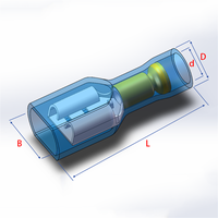 Connecteurs rapides femelles en cuivre, isolés PVC, à fourche étamée, pour câbles électriques, bornes à sertir 0,5-1,5 mm, 600 V