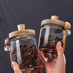 0.4-0.9L pot de stockage scellé en verre moderne pour café thé <span class=keywords><strong>cuisine</strong></span> avec couvercle boîte de rangement en grains de café - Product Image 4