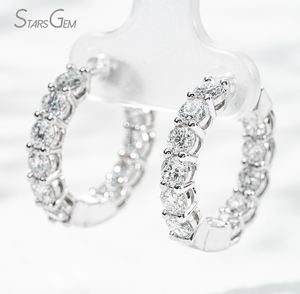 Starsgem ต่างหูห่วงทอง18K ประดับเพชรที่สวยงาม1.97ct 2.74ct ต่อคู่เหมาะสำหรับทั้งชายและหญิง - Product Image 1