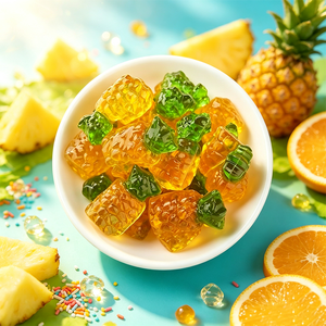Permen Gummy Bentuk Nanas 3D Aneka Rasa Buah Manis Halal Grosir Kustom