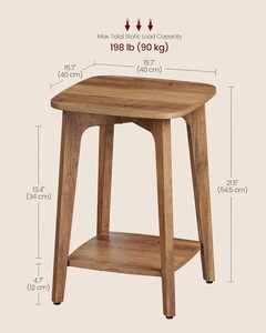 Table de chevet moderne carrée à 2 niveaux pour la collection MAEZO, pieds coniques, transitions courbes, <span class=keywords><strong>meuble</strong></span> de chambre en bois pour petits espaces - Product Image 3