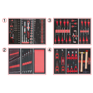 Juego de armario de herramientas doméstico duradero de 4 cajones, Colección CrV de 241 piezas, destornilladores, llaves, enchufes, herramientas de mano, estuche, bolsa, taller - Product Image 1