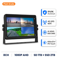 JMK IP69K Alüminyum 4G GPS WiFi AI ADAS BSD DMS Döngü Kayıtlı 10 İnç IPS 8 Kanallı 1080P HD Dokunmatik DVR Monitör Kamyon Otobüs Karavan Filo için