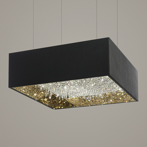 Lámpara colgante de araña de cristal cuadrada de lujo LED atenuada Interior personalizada de gama alta Accesorios para comedor - Product Image 1