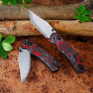 GT-T0042-6 अनुकूलन योग्य लाल कार्बन फाइबर हैंडल फोल्डिंग पॉकेट चाकू VG-10 उच्च कठोरता सामरिक चाकू - Product Image 3