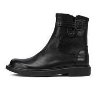 Bottes pour hommes en cuir pleine fleur, mi-mollet, bout rond, avec fermeture éclair, antidérapantes, résistantes à l'usure, antichoc, pour l'hiver et l'automne, loisirs