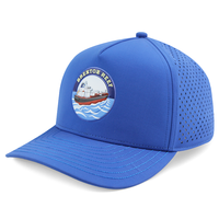 Casquette imperméable à 5 panneaux avec patch rond en PVC personnalisé, perforations laser, séchage rapide, pour activités de plein air et nautiques - Vente en gros usine HS41