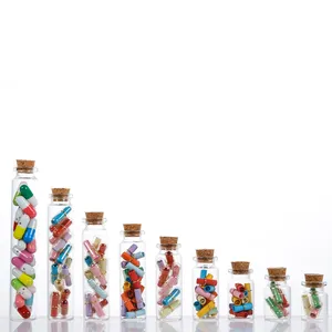 En gros D22mm Famille stockage médecine bouteille Bouchée bouteilles en verre tubulaires