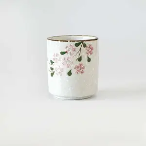 Cangkir Bunga Sakura Lapis Jepang, Cangkir Lurus Tubuh Keramik Peralatan Makan Cangkir Air Teh
