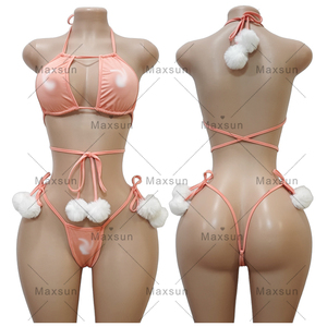 Tenue de danse exotique sexy sur mesure Maxsun, vêtements de strip-teaseuse, ensemble trois pièces pour femmes, tenues de boîte de nuit imprimées, <span class=keywords><strong>MS38</strong></span> - Product Image 5