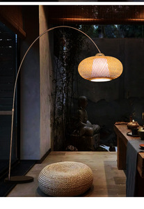 İskandinav Lüks Minimalist Villa Oturma Odası Demir Çerçeveli Ahşap Gölgelikli LED Ayaklı Lambader Yatak Odası İçin - Product Image 1