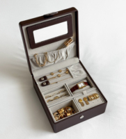 Boîte de rangement double couche personnalisée en cuir noir pour bijoux, montres, rouges à lèvres, lunettes et autres objets, avec pochette cadeau