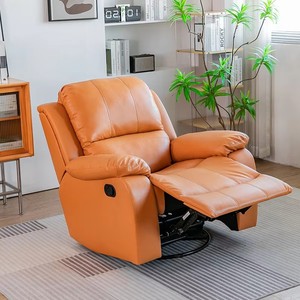 Sofá Reclinable Giratorio Extensible Moderno con Ruedas Inferiores, Función de Masaje, Cuero Genuino, Juego de Sillas de Cine con Control Remoto - Product Image 5