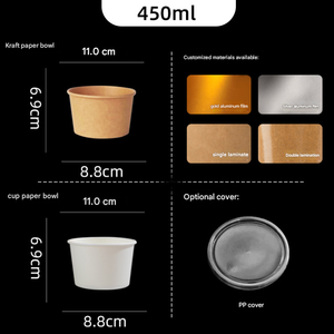 Bol alimentaire en papier jetable avec couvercle pliable pour un transport facile - Product Image 6