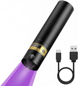 Lampe torche UV à lumière noire 365nm haute luminosité, rechargeable par USB, pour la détection d'urine d'animaux, de teigne, de faux billets et de minerais - Vente en gros - Product Image 1