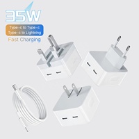 Chargeur rapide double Type-C 20W QC3.0 avec rotation à 360 degrés, adaptateur électrique ignifuge pour téléphones portables et écouteurs - Europe/États-Unis/Royaume-Uni