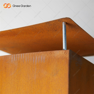 Cheminée moderne rectangulaire en acier corten GNEE, autoportante, à bois, pour extérieur, patio, jardin, hôtel, villa, certifiée CE - Product Image 5